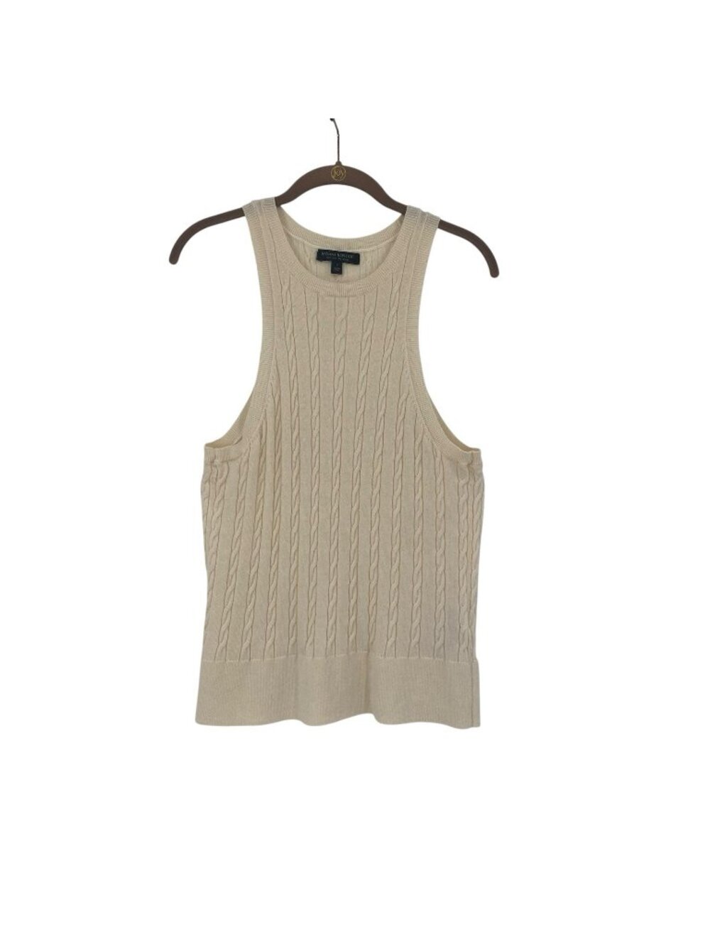 Banana Republic Size Large Cream Ivory 100% Merino Wool Cable Knit Halter Tank